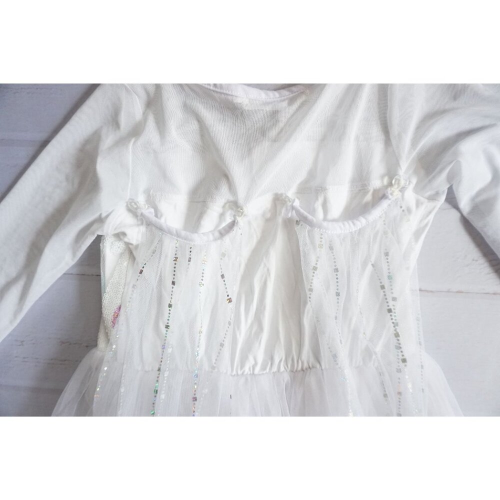Frozen Elsa Girls White Sequined Gown w/ Trail – Size 150 (US Girls 10-12) - Picture 7 of 9